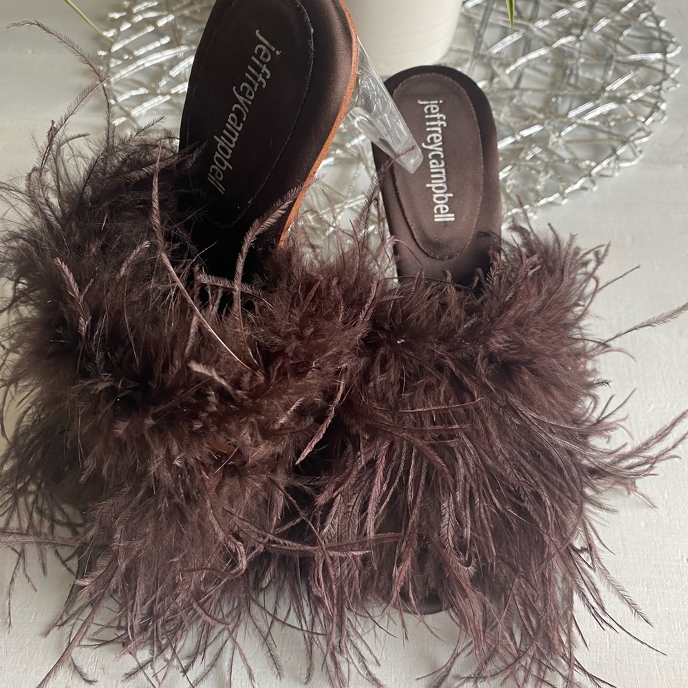 New BHLDN x Jeffrey Campbell Daisy Feather  Boa Heels size 6 - Picture 3 of 10